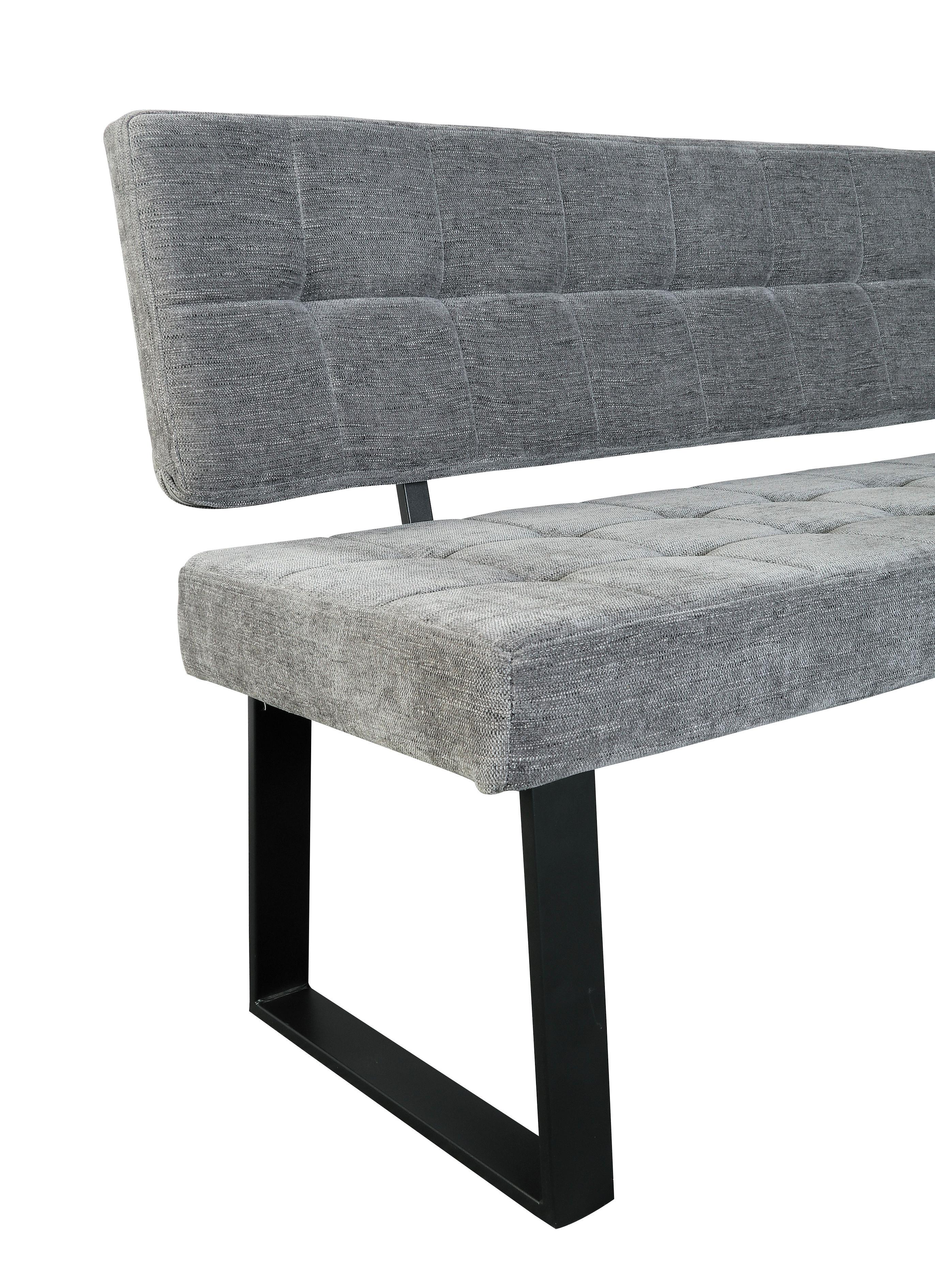 Sitzbank Volda - Hellgrau/Schwarz, MODERN, Textil/Metall (140/85/56cm) - MID.YOU