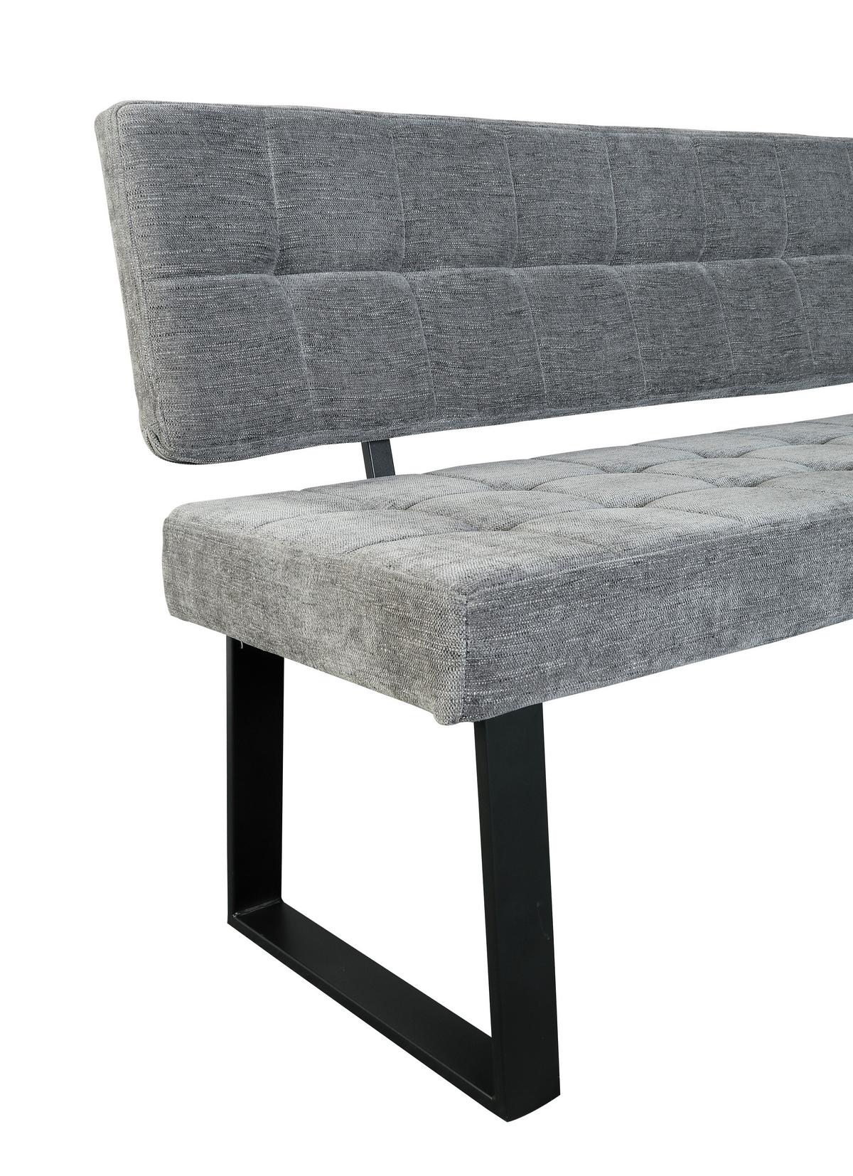 Sitzbank Volda - Hellgrau/Schwarz, MODERN, Textil/Metall (140/85/56cm) - MID.YOU