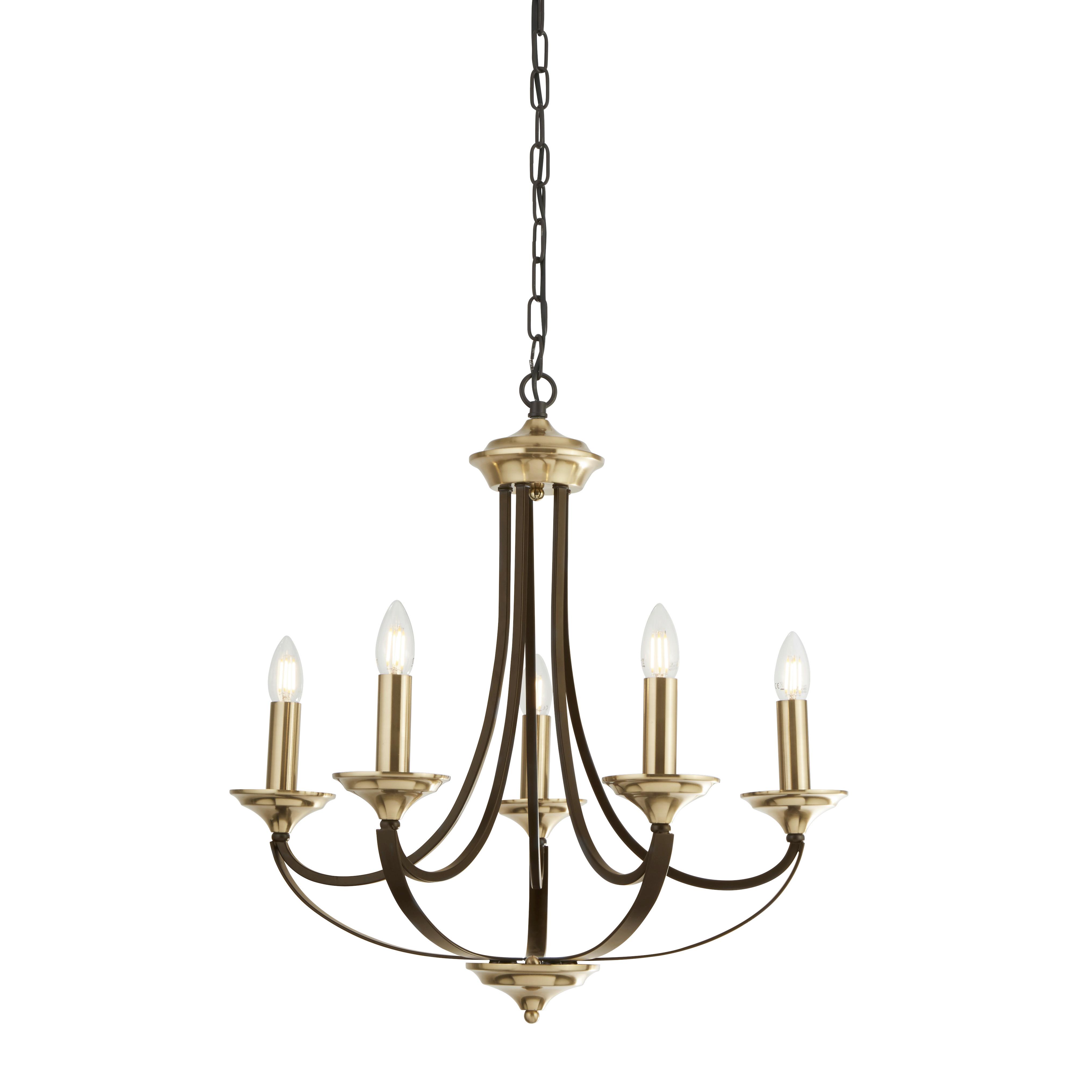 Hängeleuchte Belfry 5lt 1845-5bz - Braun/Bronzefarben, Trend, Metall (58/58/62cm)