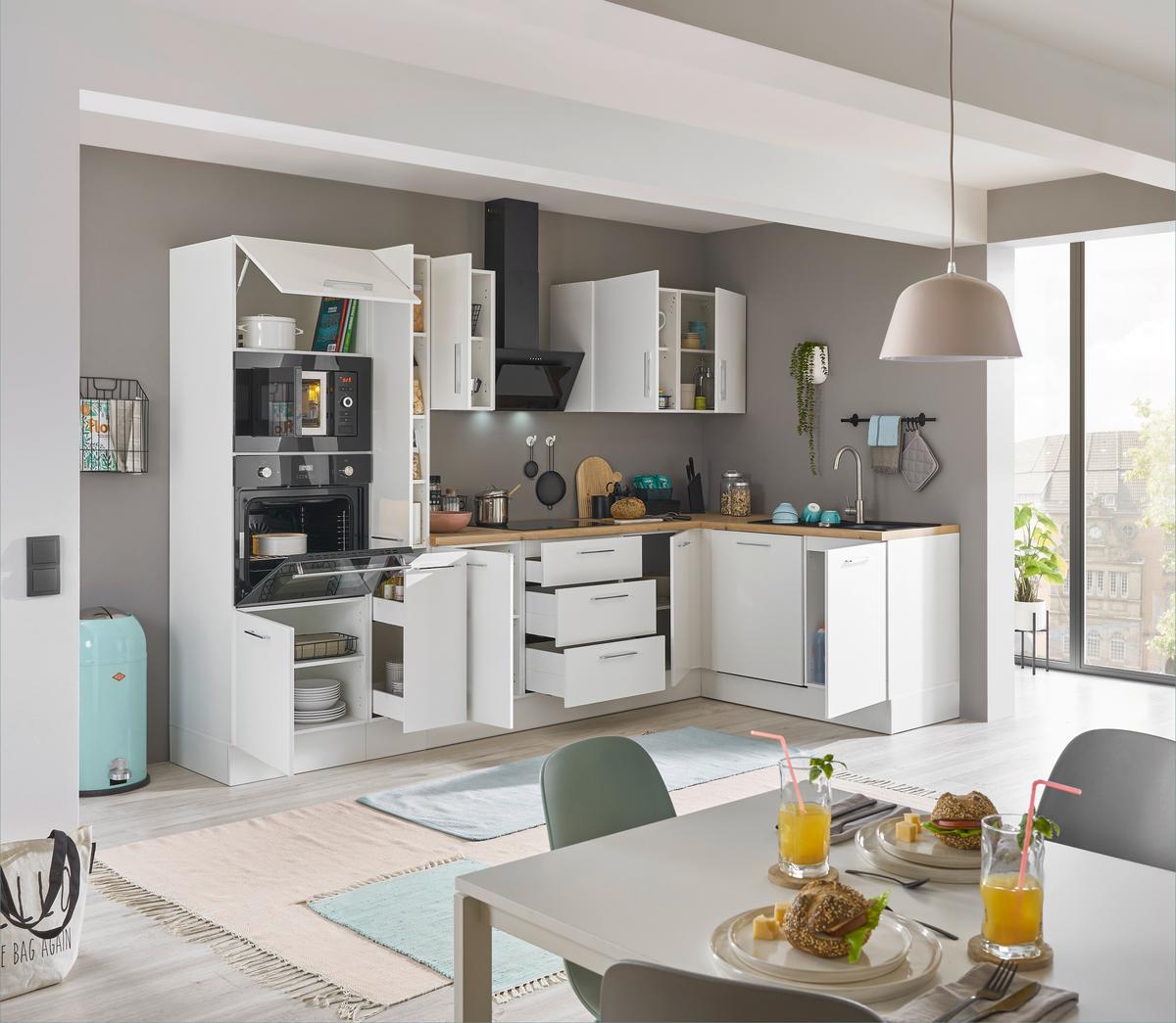 Eckküche Turin Weiß/Eiche Dekor 310x175 cm - Weiß/Eiche Artisan, Basics, Holzwerkstoff (310/175cm) - MID.YOU