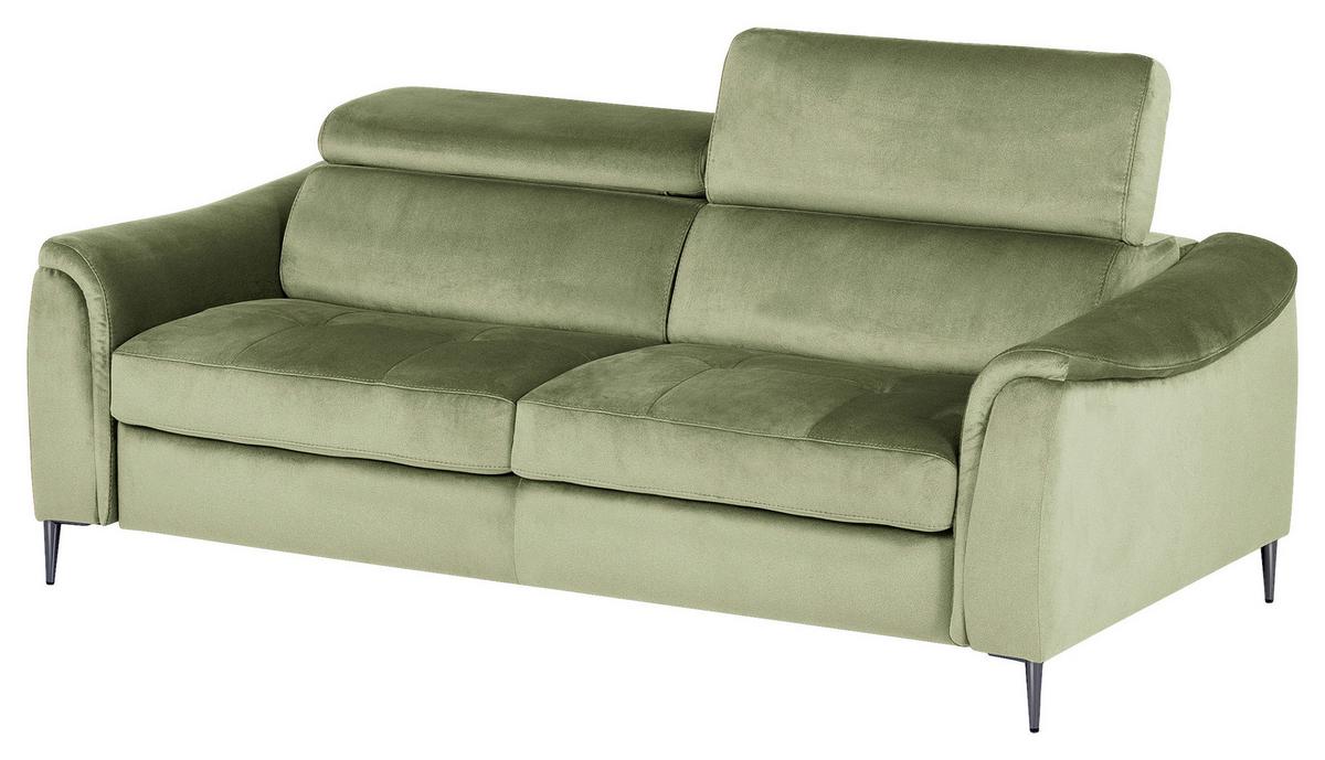 Schlafsofa Pafos Hellgrün B: 203 cm - Chromfarben/Hellgrün, Design, Textil (203/77-98/103cm) - MID.YOU
