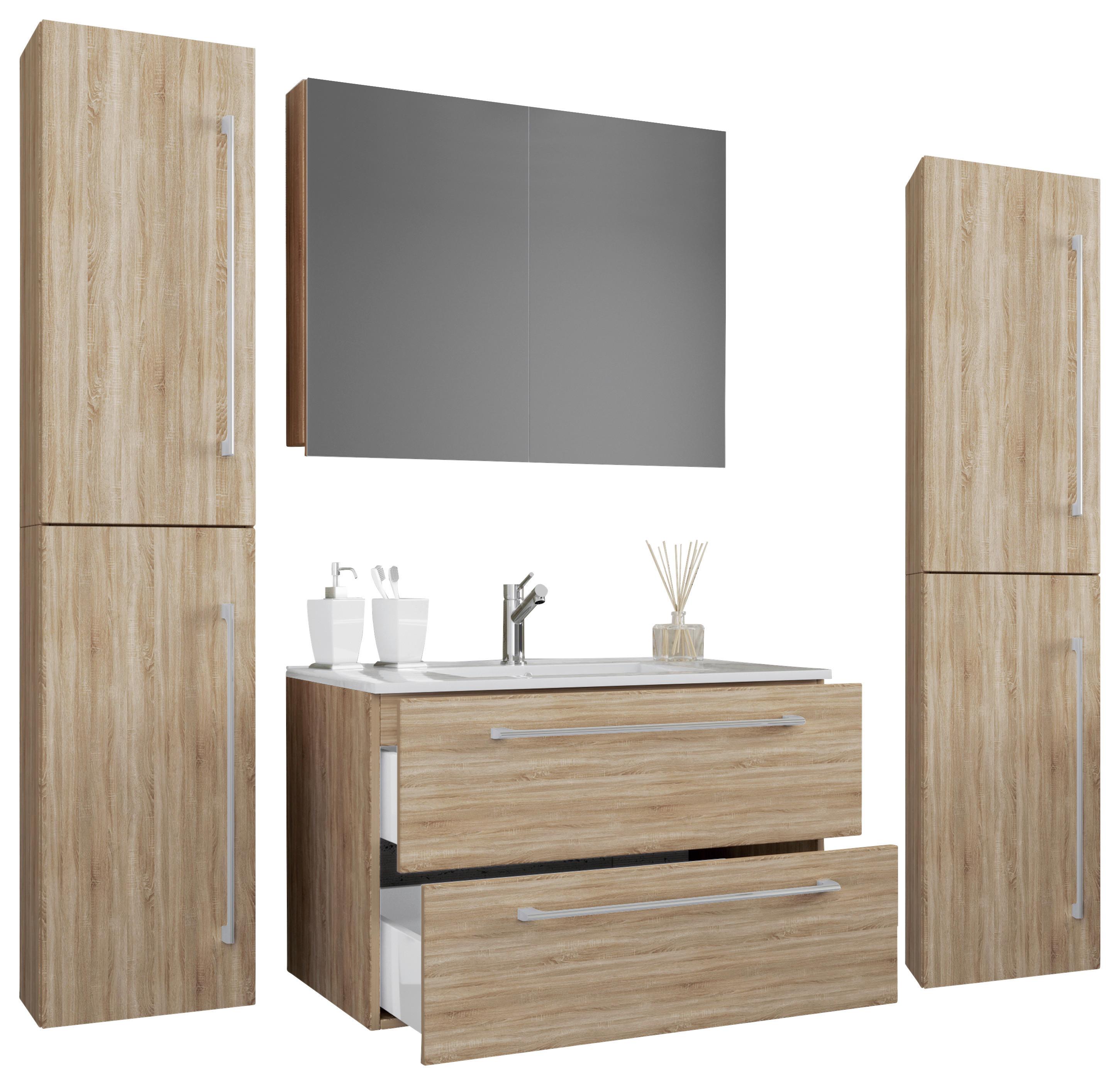 Badmöbel-Set 5-teilig Badinos 126cm Sonoma Eiche