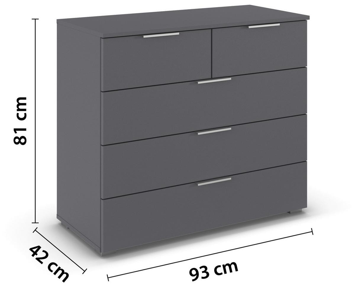 Kommode Lamella Grau B: 93 cm - Alufarben/Grau, MODERN, Holzwerkstoff (93/81/42cm) - Rauch Möbel