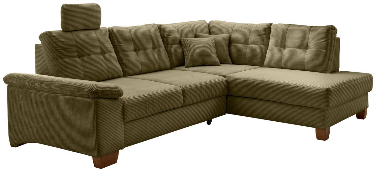 Ecksofa Brizzini Olivgrün S: 274x206 Cm - Naturfarben/Olivgrün, MODERN, Textil (274/206cm) - Livetastic