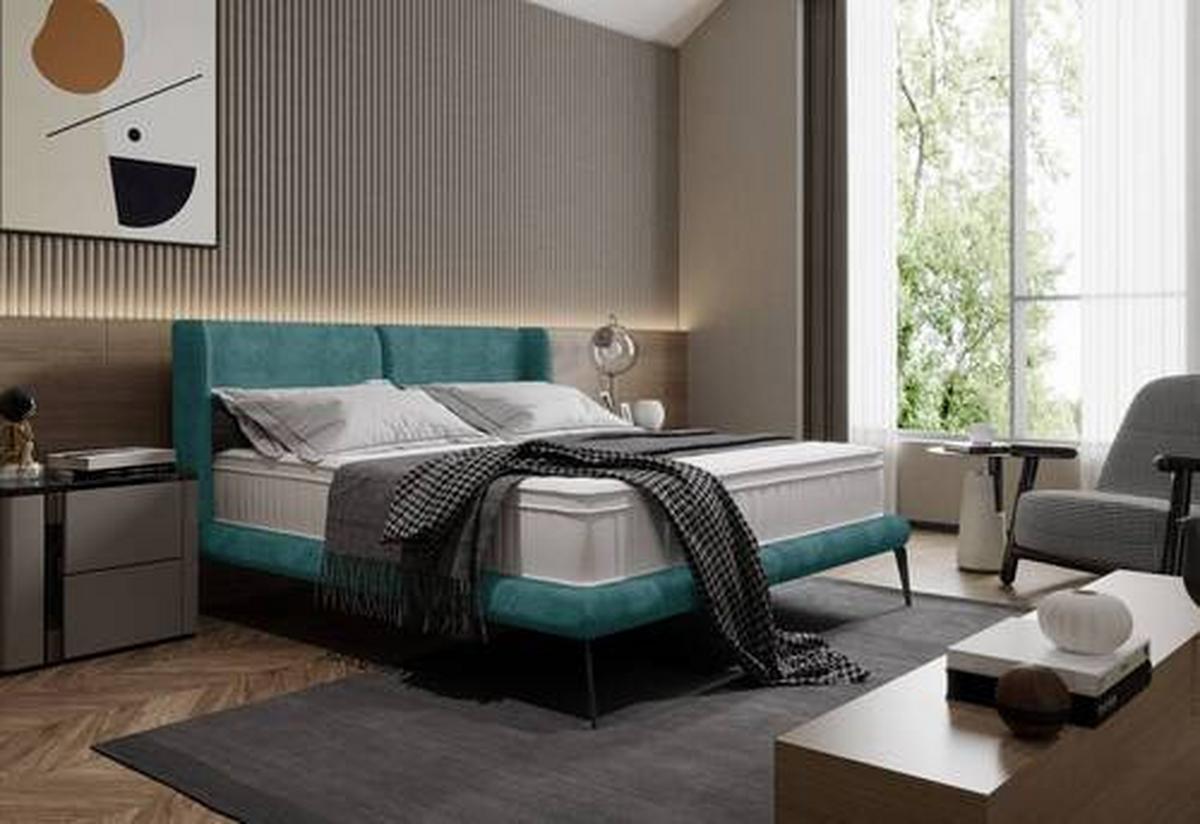 Polsterbett Mit Matratze 180x200 Tessina Sorisso Petrol - Petrol/Schwarz, MODERN, Textil (180/200cm) - Livetastic