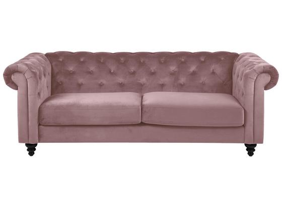 Chesterfield-Sofa Charlietown Samt - Schwarz/Altrosa, KONVENTIONELL, Textil (219/88/78cm) - Carryhome Chesterfield-Sofa Charlietown Samt - Schwarz/Altrosa, KONVENTIONELL, Textil (219/88/78cm) - Carryhome
