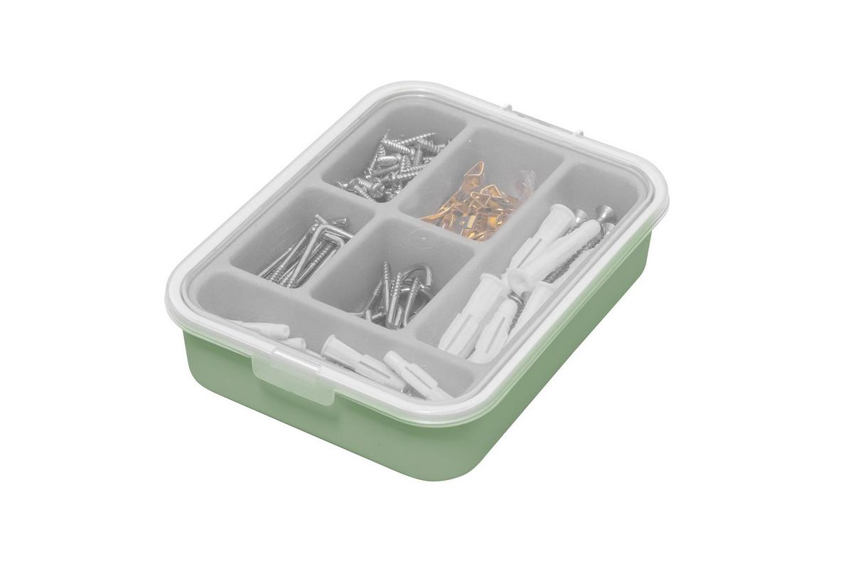 BOX SE ŠROUBY A HMOŽDINKAMI SUPI -KMA- - šedá/zelená, Moderní, kov/plast (18,5/14/4,3cm) - Mömax