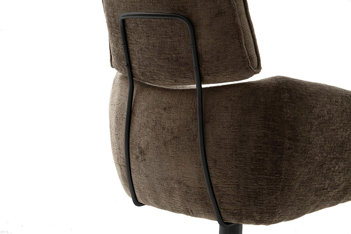 Armlehnstuhl Quebec Chenille Braun 360° drehbar - Schwarz/Braun, KONVENTIONELL, Textil/Metall (60/92/64cm)