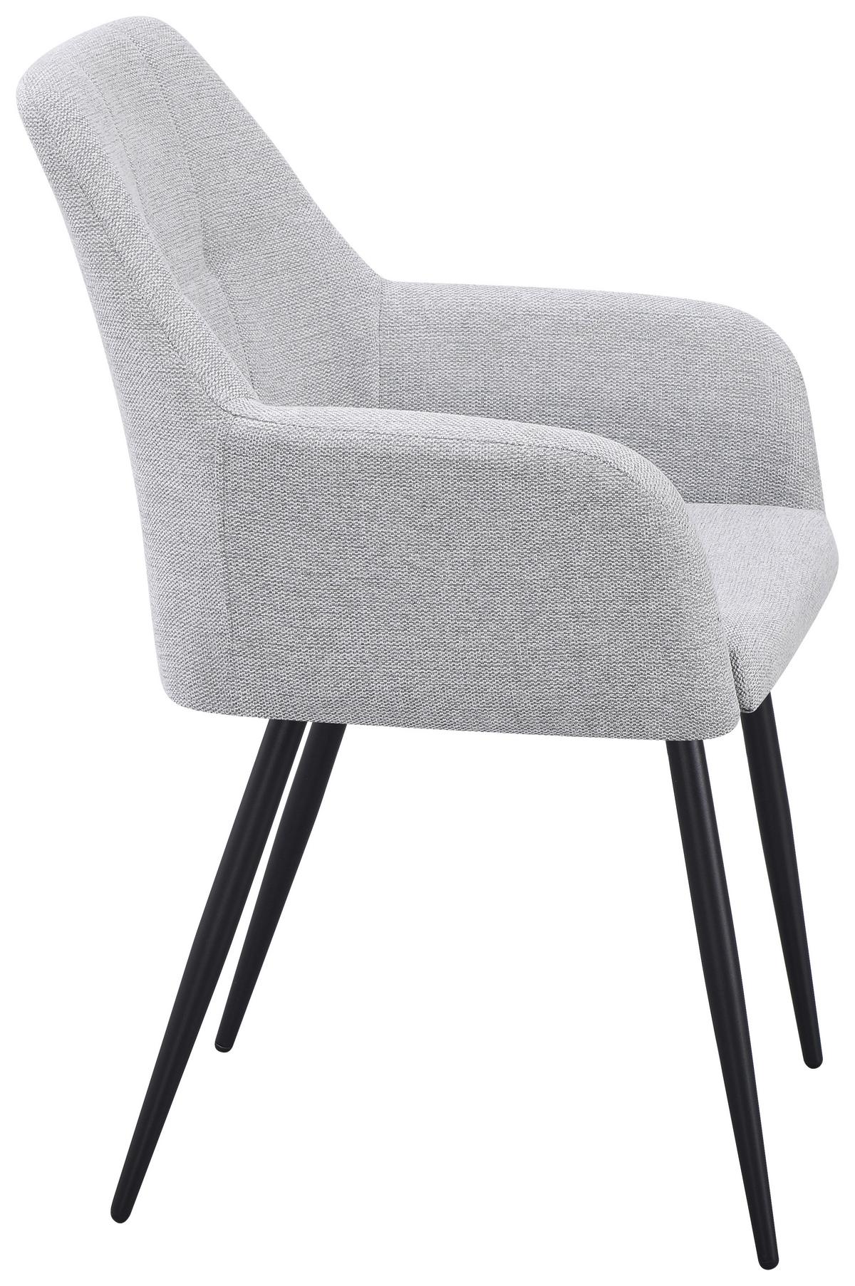 Armlehnstuhl Joe Ii Leinenoptik Hellgrau - Hellgrau/Schwarz, KONVENTIONELL, Textil/Metall (58/86/61cm)
