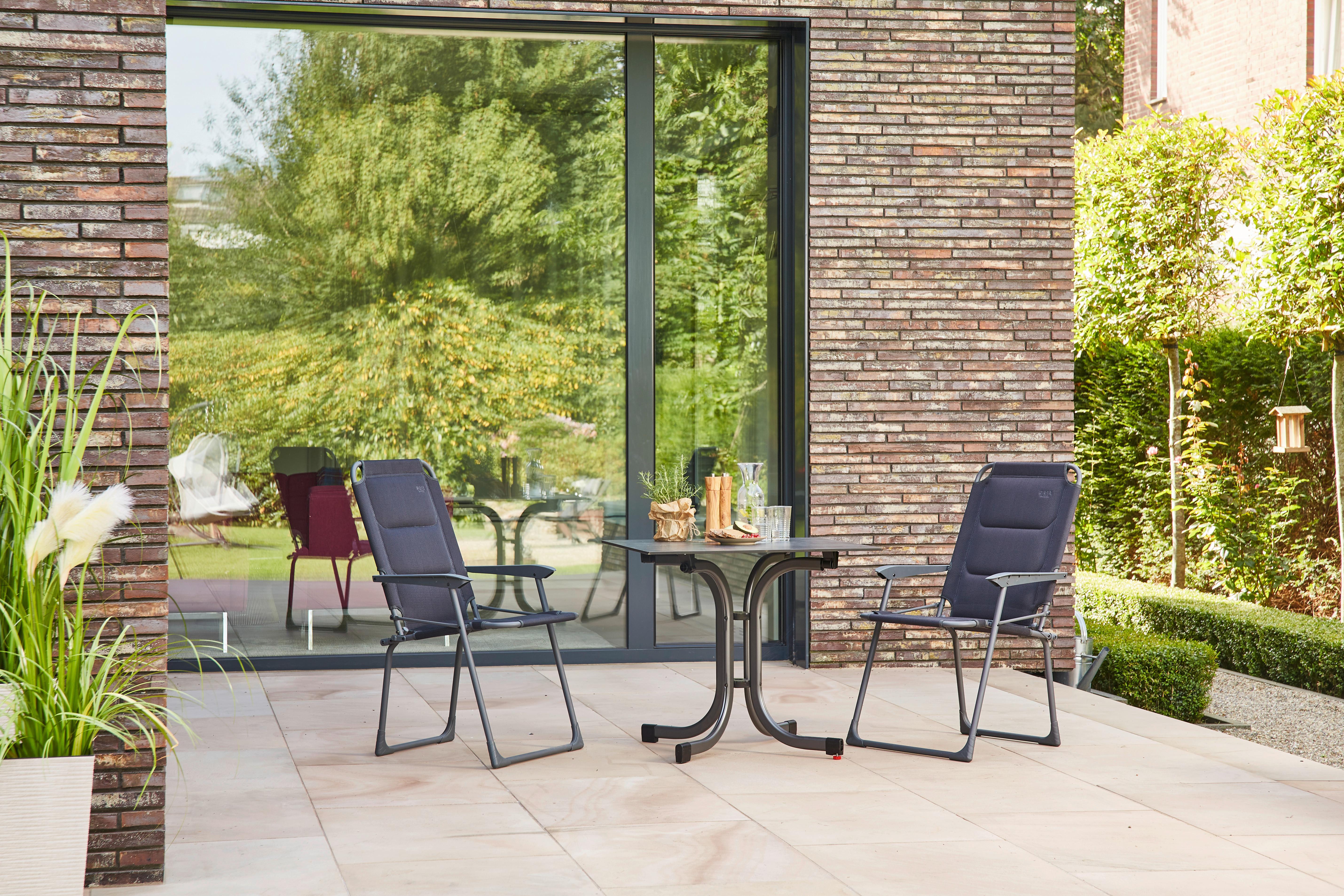 Gartenset Premium Mit Klappstühlen - Anthrazit/Schwarz, KONVENTIONELL, Kunststoff/Textil - Siena Garden