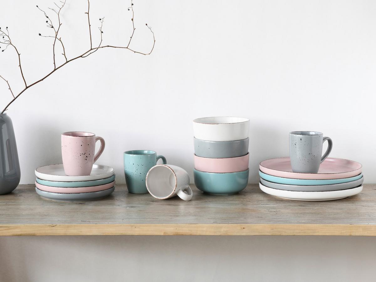 Kombinovaný sevis 16-dielny, farebný - modrá/biela, keramika - Creatable