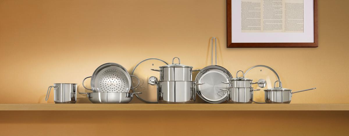 Kochtopfset Jörg 14 Tlg. Edelstahl, Mit Deckel - Klar/Edelstahlfarben, KONVENTIONELL, Glas/Metall - James Wood