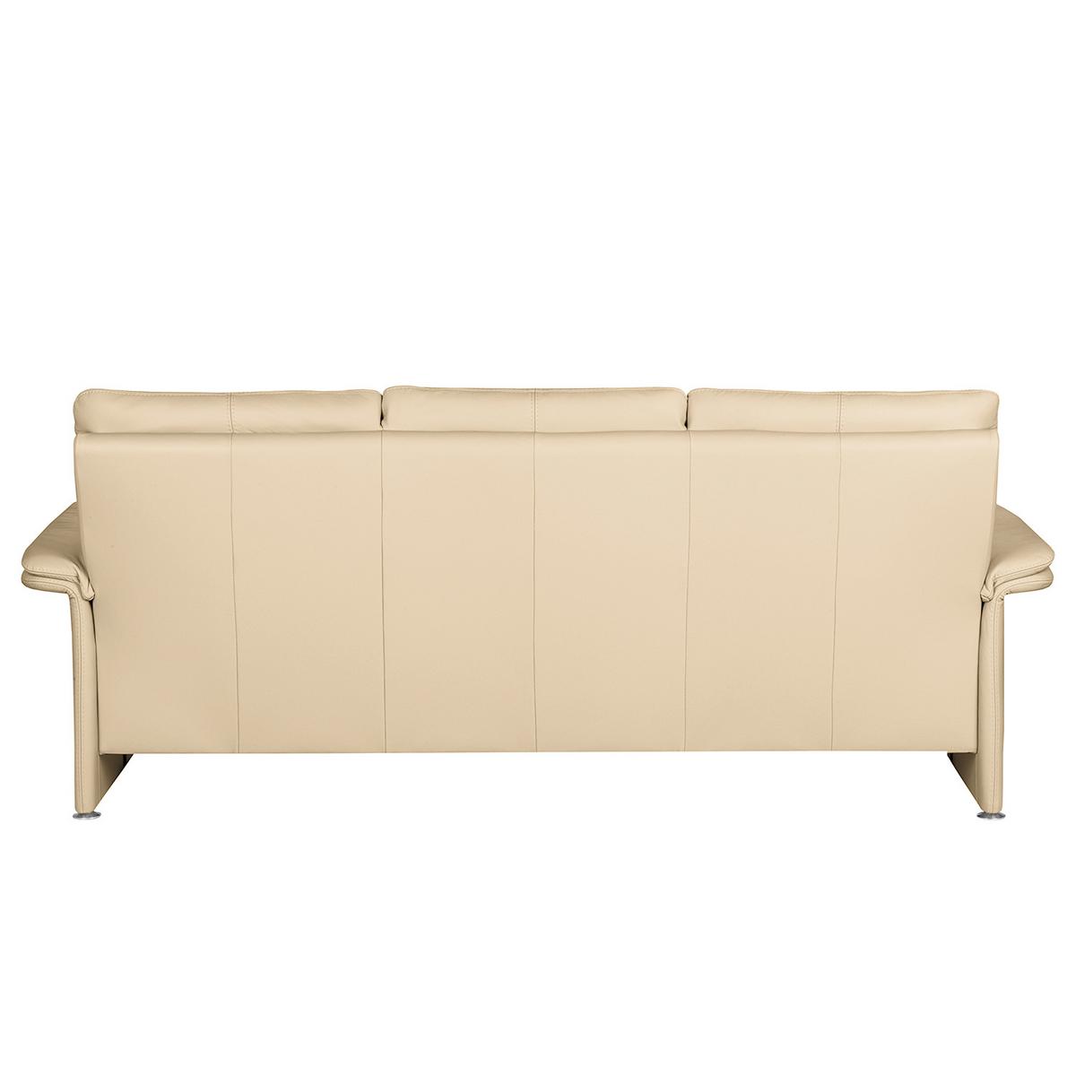 3-Sitzer-Sofa Comodo Echtleder Beige B: 214 cm - Beige/Silberfarben, Design, Leder (214/90/88cm) - Livetastic