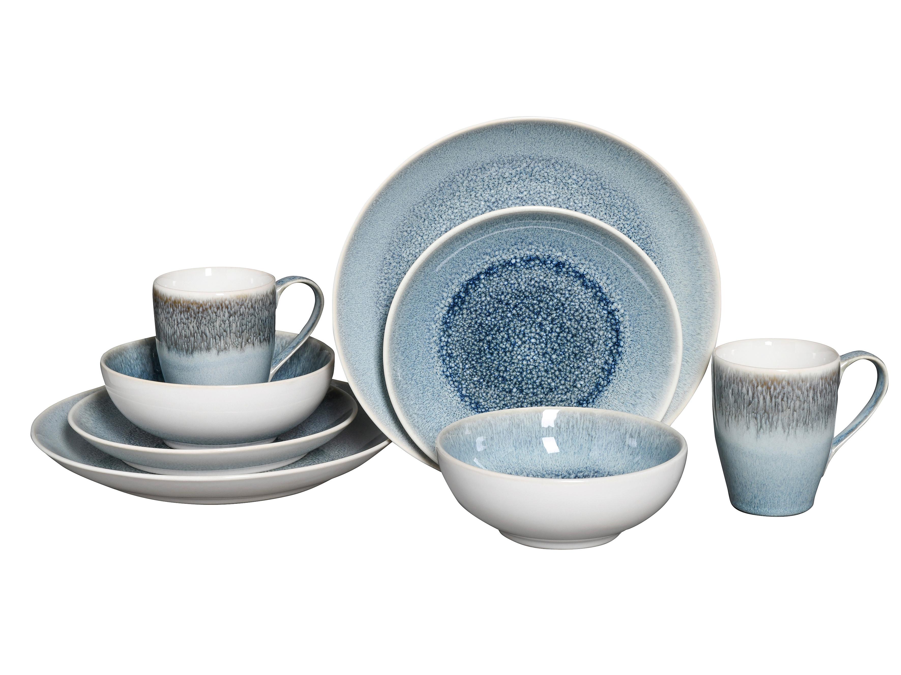 Kombiservice Caldera Hellblau, Weiß 8--Teilig - Weiß/Hellblau, Basics, Keramik - Creatable