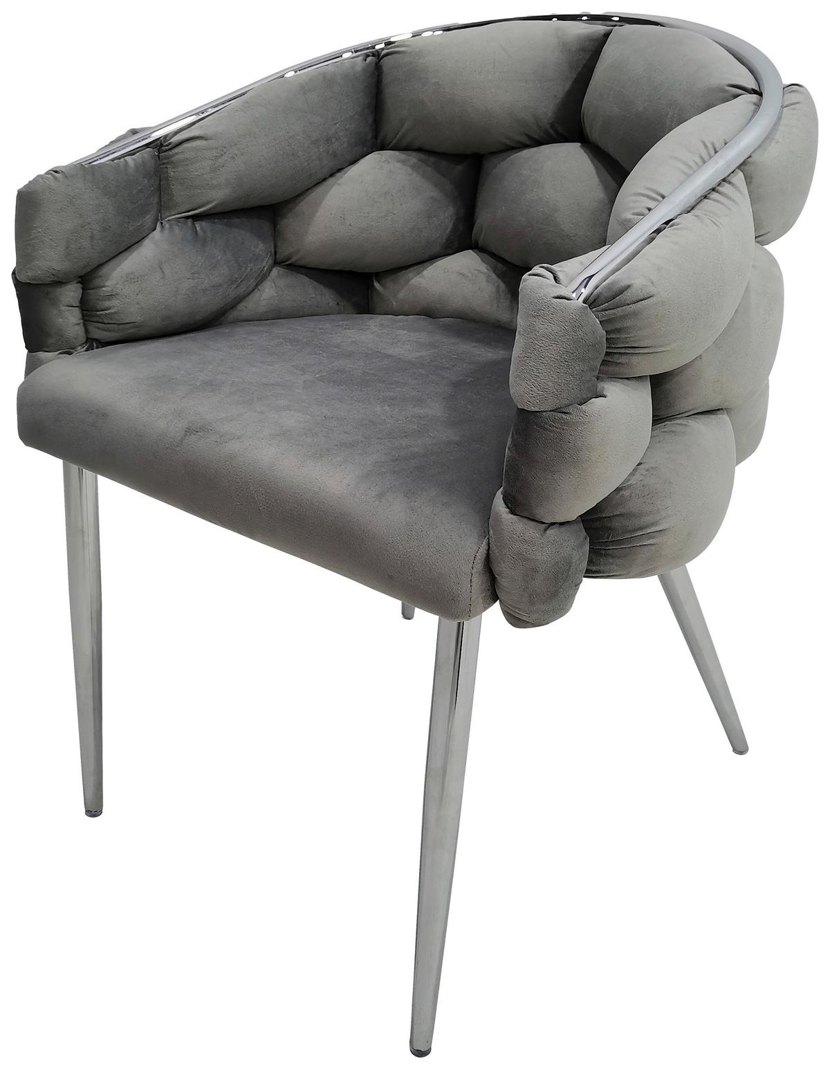 Armlehnstuhl-Set Grace 125 - Silberfarben/Grau, MODERN, Textil/Metall (65/79/61cm) - Kayoom
