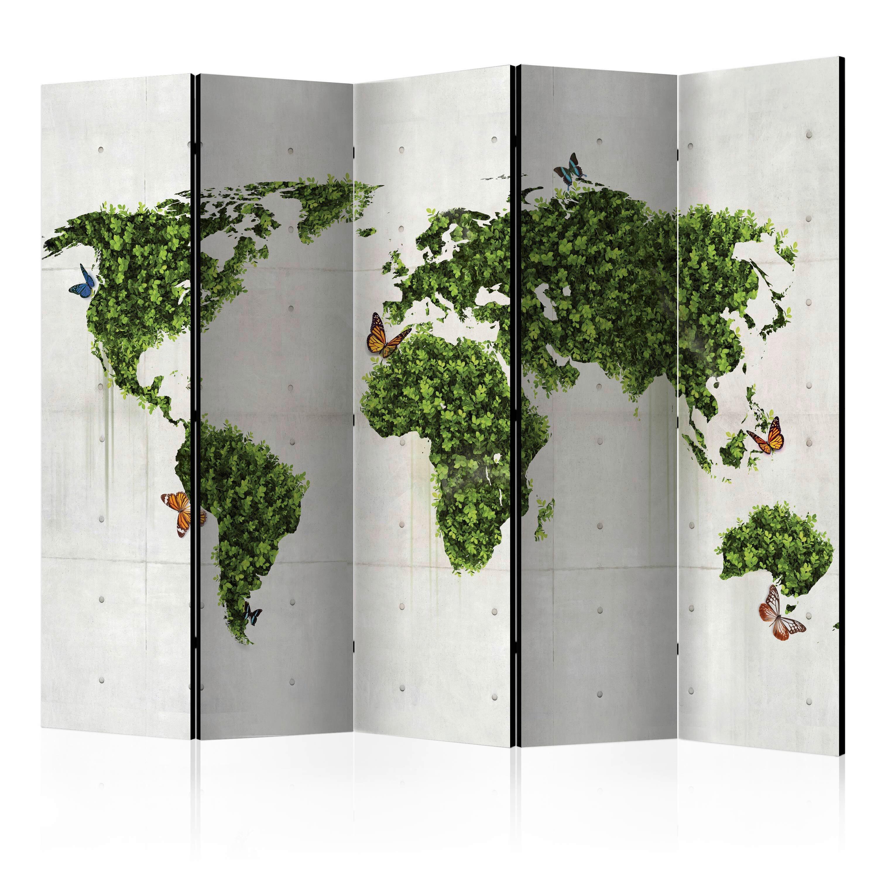 Paravent Creme Grün B: 225 cm - Creme/Grün, Basics, Holz/Textil (225/172/3cm) - artgeist