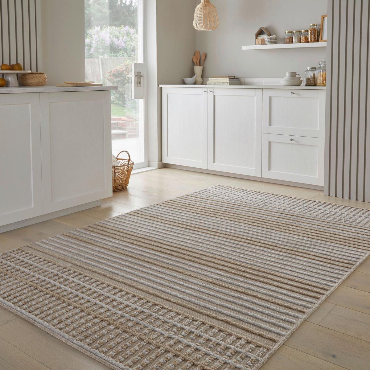 Webteppich Elton Stripe Wash Beig 120x160 - Beige, Basics, Textil (120/160cm)