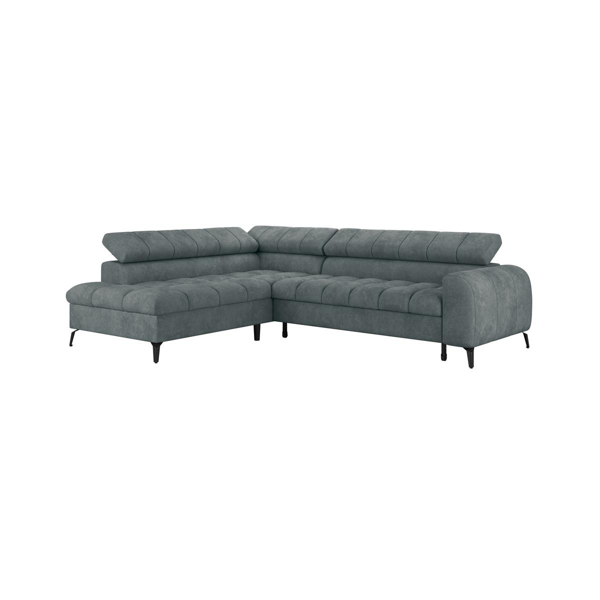 Ecksofa Volf Links New Grau, S: 203x261 cm - Schwarz/Grau, Trend, Kunststoff/Textil (203/261cm)