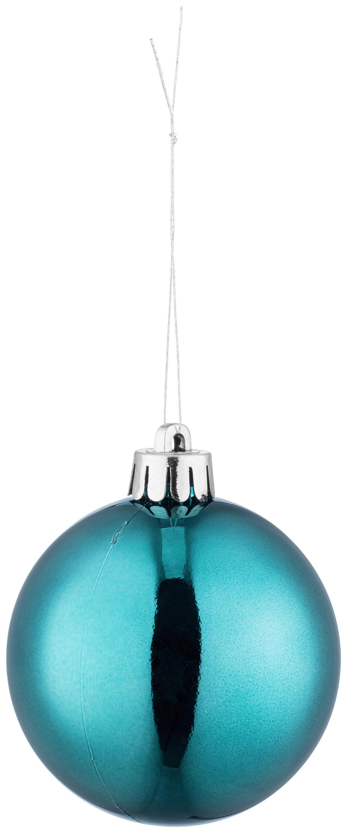 CHRISTBAUMKUGEL-SET Maya, Türkis, 30-teilig - Türkis, KONVENTIONELL, Kunststoff (6cm) - Luca Bessoni