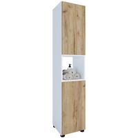 Hochschrank Bad Flandu BxH 31x 160 cm, Honig Eiche Dekor - Honigeiche/Schwarz, MODERN, Holzwerkstoff (31/160/30cm) - MID.YOU