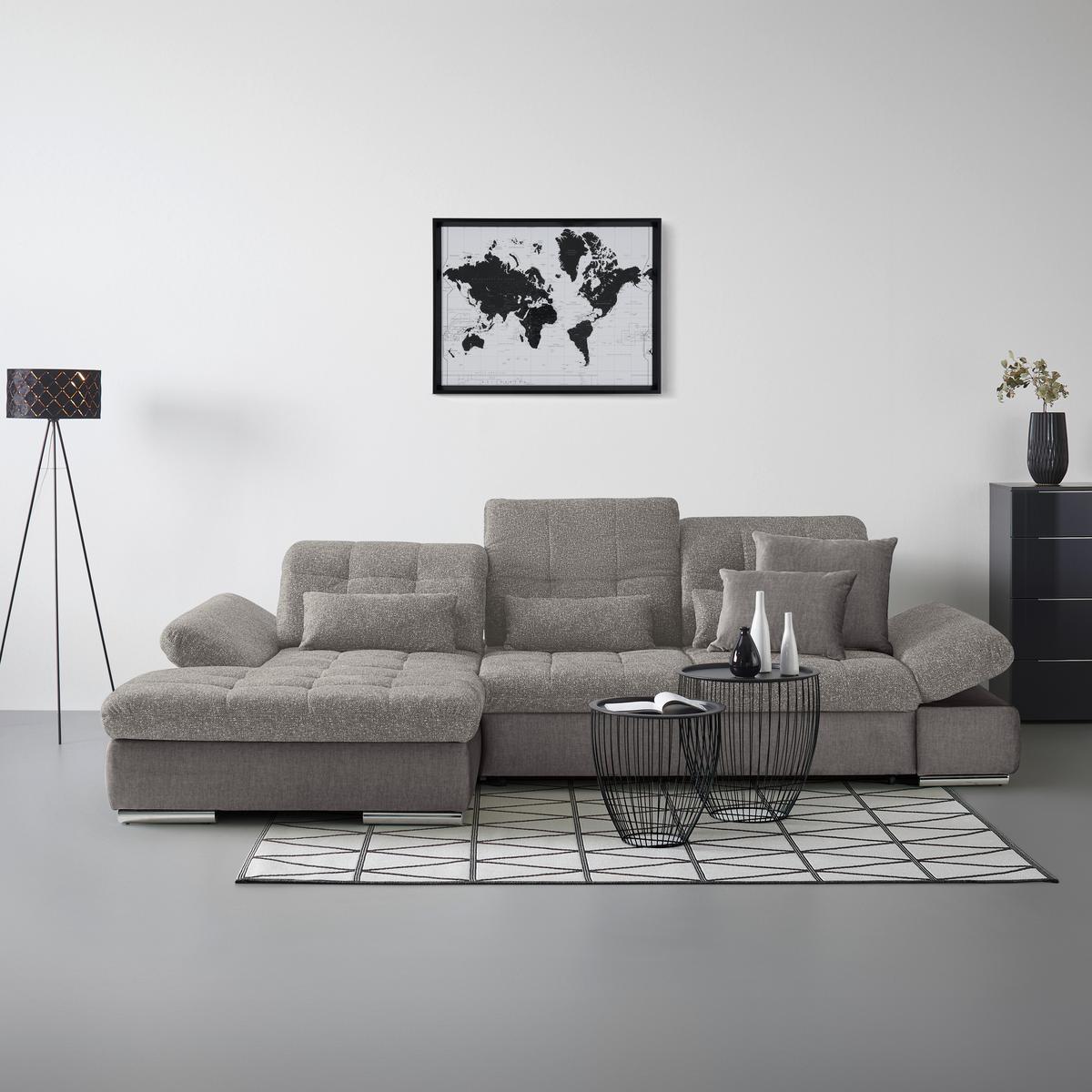 Rohová sedačka SANFINO, ľavá, strieborná - chrómová/strieborná, Konventionell, kov/drevo (199/79-96/305cm) - Premium Living