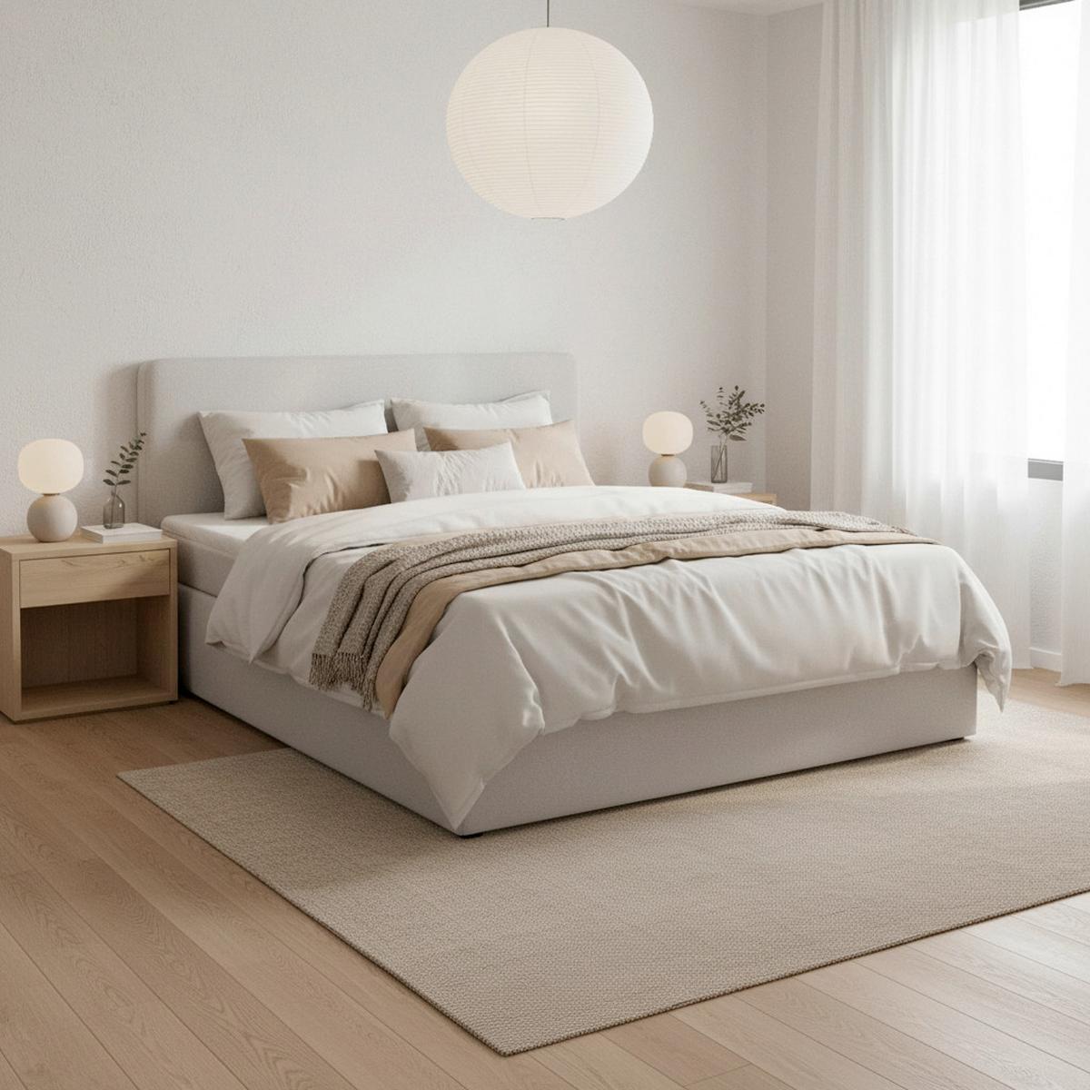 Boxspringová posteľ MARCO 180x200, svetlosivá - čierna/svetlosivá, Modern, drevo/textil (180/200cm) - Bessagi