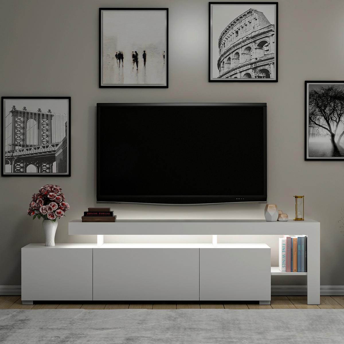 Lowboard Beliz, Weiß B: 192 Cm - Weiß, Design, Holzwerkstoff (192/53/37cm) - Livetastic