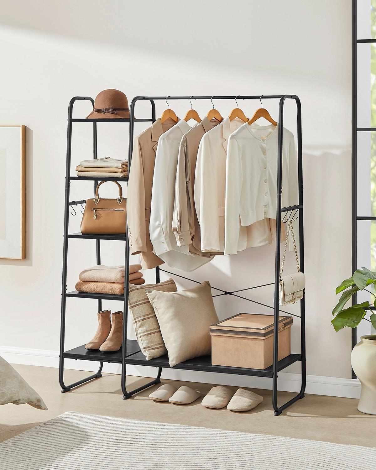 Kleiderschrank Schwarz B: 120cm - Schwarz, Basics, Holzwerkstoff/Metall (120/160/45cm)