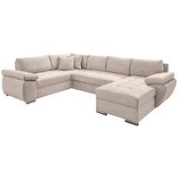 Wohnlandschaft Terana mit Schlaffunktion, Beige - Chromfarben/Beige, KONVENTIONELL, Textil (219/305/157cm) - P & B