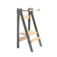 Lernturm Space Saving Grau/Natur - Naturfarben/Grau, Basics, Holz (38/90/40cm)