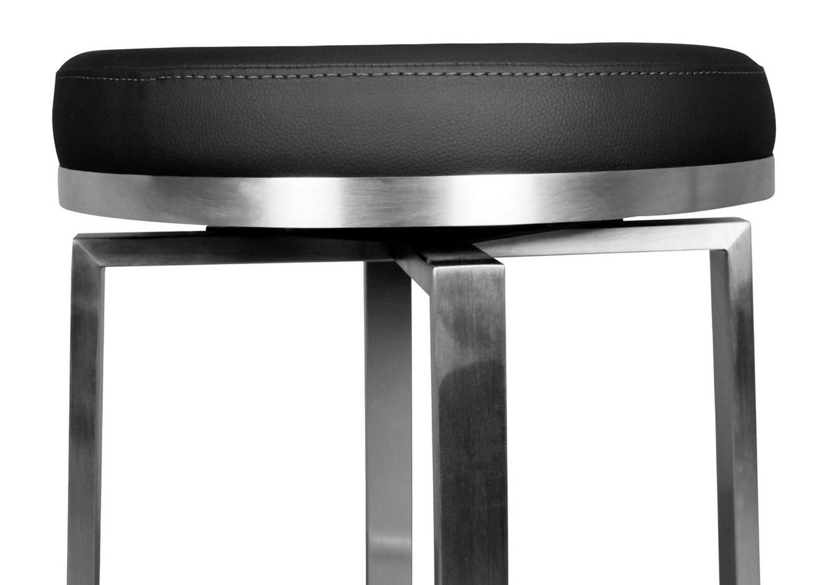 Barhocker mit Fußstütze und 360° drehbar Schwarz - Silberfarben/Schwarz, MODERN, Textil/Metall (42/76/42cm) - MID.YOU