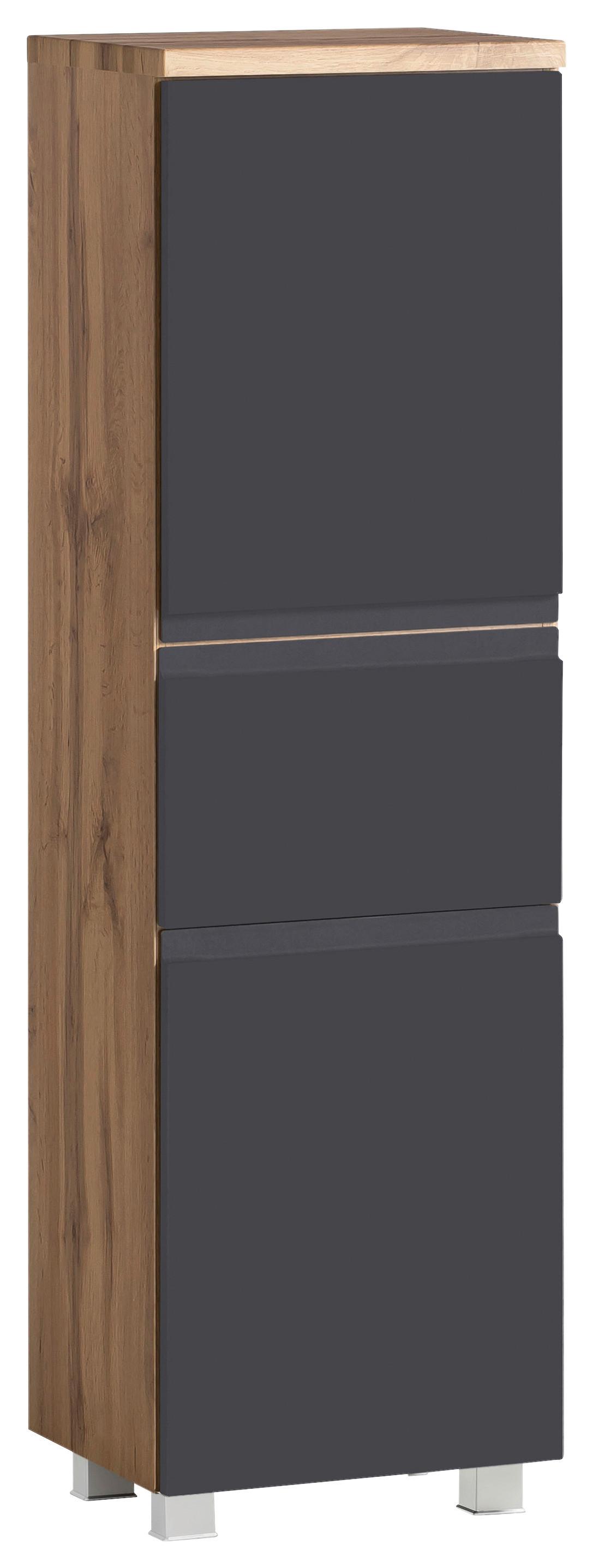 Midischrank Varese B: 40 cm Grau/Eiche Wotan - Eiche Wotan/Grau, MODERN, Holzwerkstoff (40/130/35cm) - Held