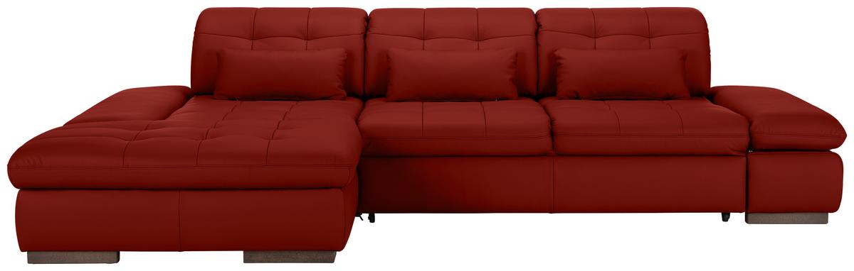 Rohová sedačka SANFINO, levá, červená pravá kůže - barvy chromu/červená, Konvenční, kov/kůže (199/79-96/305cm) - Premium Living