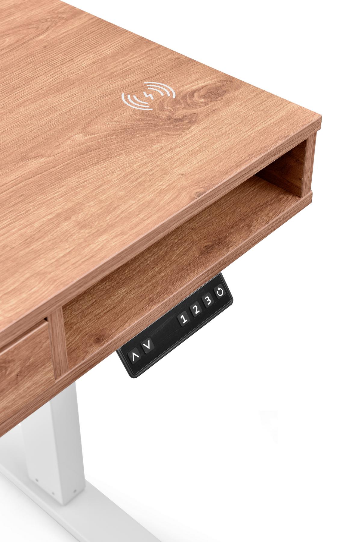 Schreibtisch Worktime Style Weiß/Eichefarben L: 120cm - Eichefarben/Weiß, MODERN, Holz/Metall (120/60/72-110cm) - MID.YOU