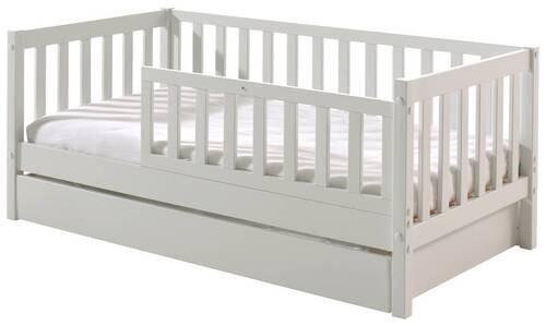 Postel pro děti a mládež bílá se vysouvací zásuvkou - bílá/přírodní barvy, Moderní, dřevo (70/140cm) - MID.YOU