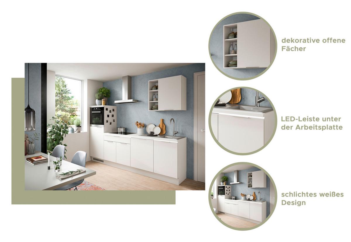 Küchenleerblock Charly - Weiß, MODERN, Holzwerkstoff (260cm) - MID.YOU