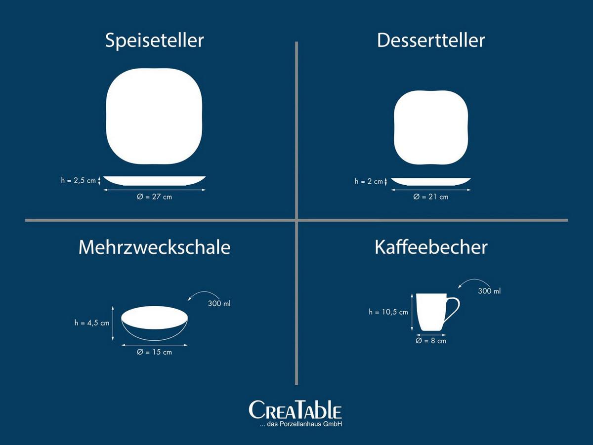 Kombiservice Square Schwarz 16-teilig - Schwarz, Basics, Keramik - Creatable