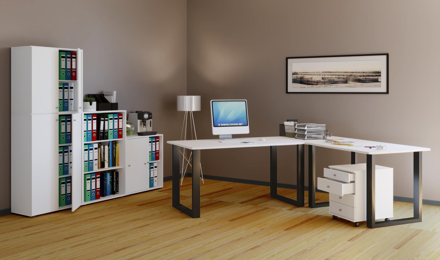Aktenschrank Lona Weiß B 70 cm - Weiß, KONVENTIONELL, Holzwerkstoff/Kunststoff (70/182/37cm) - MID.YOU