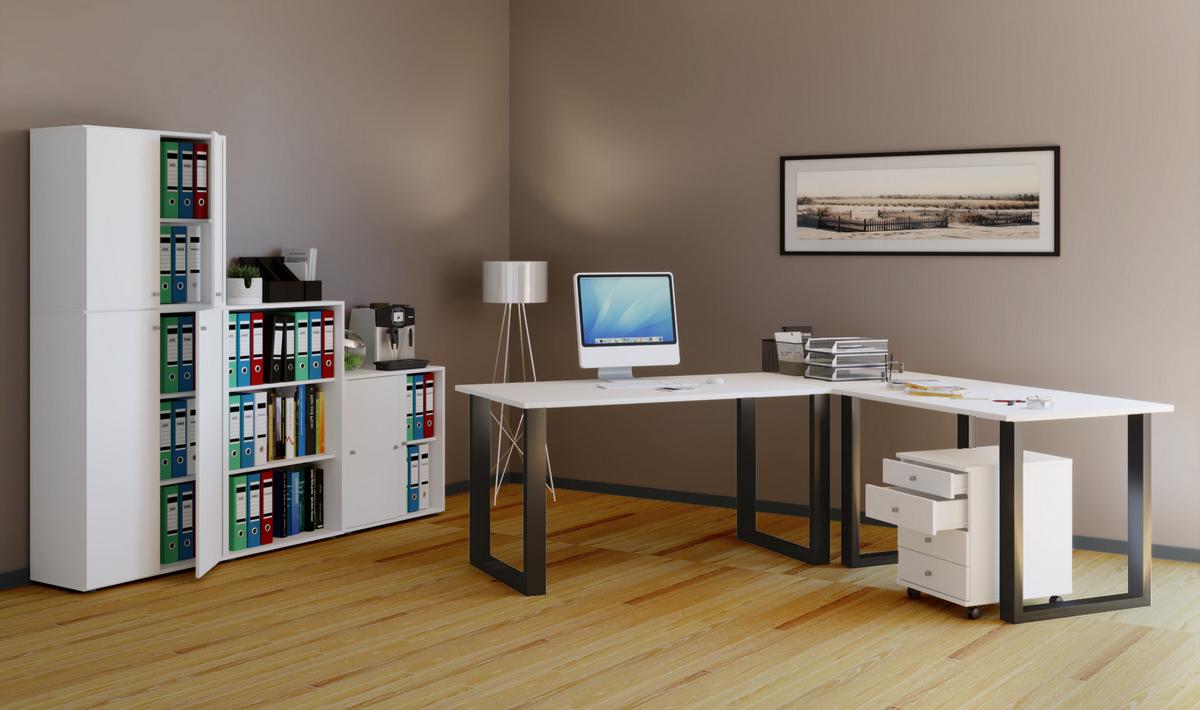 Aktenschrank Lona Weiß B 70 cm - Weiß, KONVENTIONELL, Holzwerkstoff/Kunststoff (70/182/37cm) - MID.YOU
