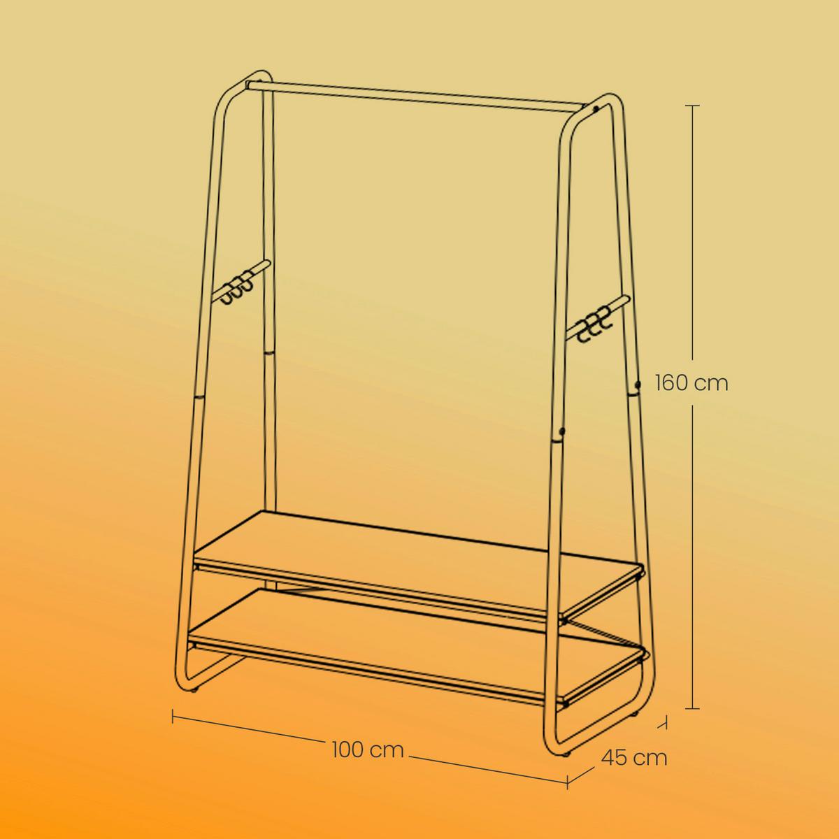 Kleiderständer Braun/Schwarz B: 100 cm - Schwarz/Braun, Trend, Holzwerkstoff/Metall (100/160/45cm) - MID.YOU