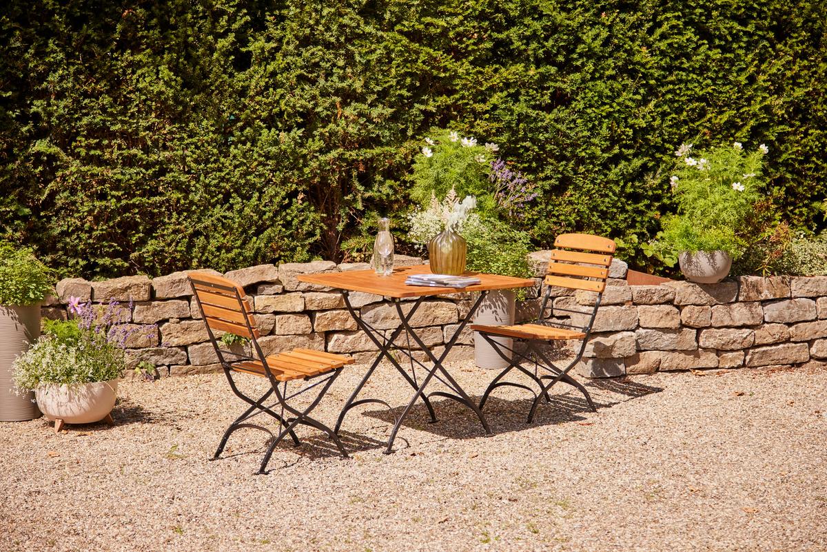 Gartentisch Klappbar Robinienholz/Metall L 80 cm - Robinienfarben/Schwarz, KONVENTIONELL, Holz/Metall (80/80/78cm) - Siena Garden