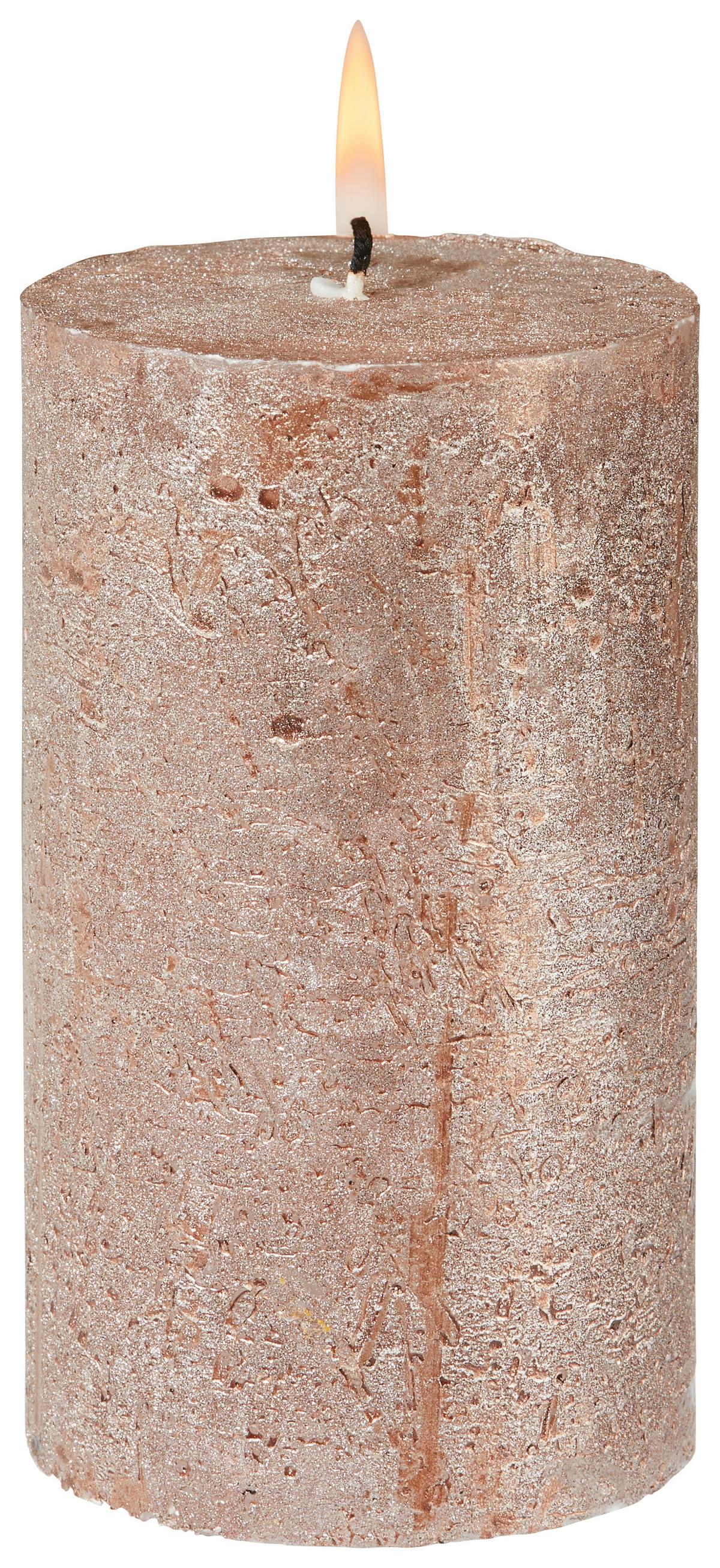 Válcová svíčka Shiny, 6,8/12cm - šedá/měděné barvy (6,8/12cm) - Modern Living