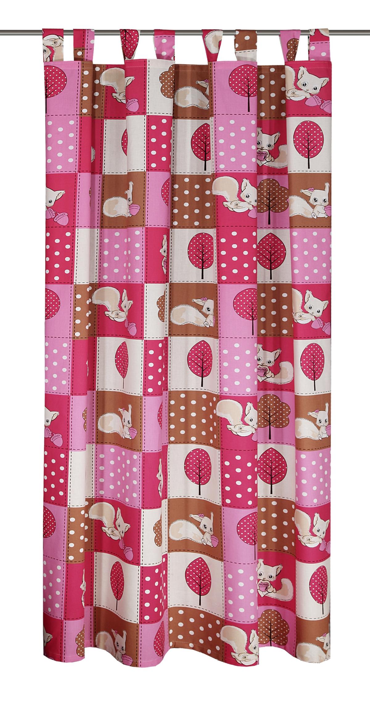 Dětský závěs Veverka, 135/180 cm, růžová - růžová, Basics, textil (135/180cm)