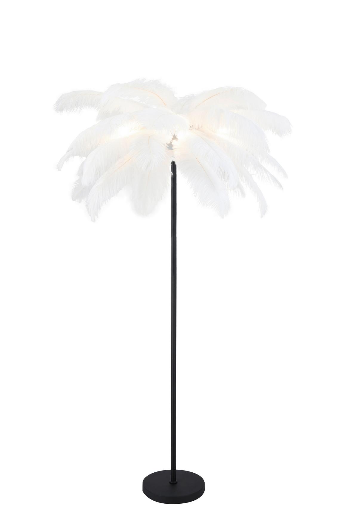 Stehleuchte Fedi - Schwarz/Weiß, MODERN, Textil/Metall (55/160cm)