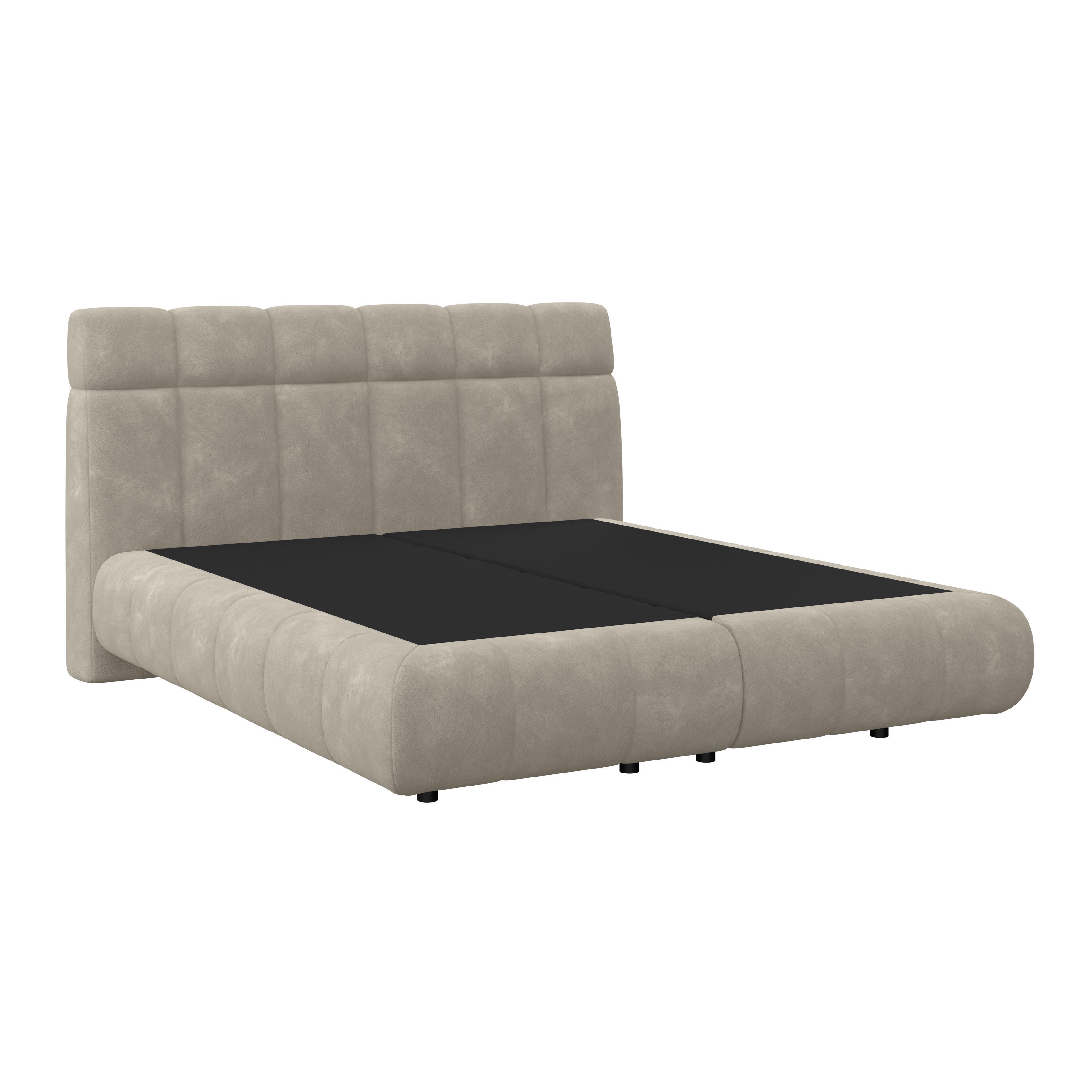 Boxspringbett Nobu o. Matratze Taupe, LF: 180x200 cm