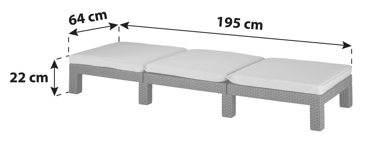Sonnenliege Daytona Polyrattan Verstellbar Mit Auflage - Braun, MODERN, Kunststoff (195/64/22cm) - Keter