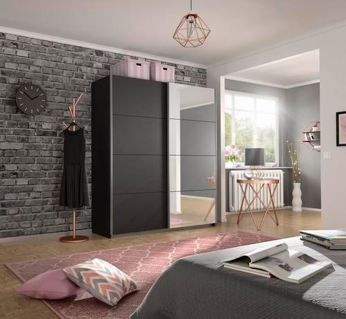 Schwebetürenschrank m. Spiegel 181cm Belluno, Grau Metallic - Grau, MODERN, Holzwerkstoff (181/230/62cm) - Rauch Möbel