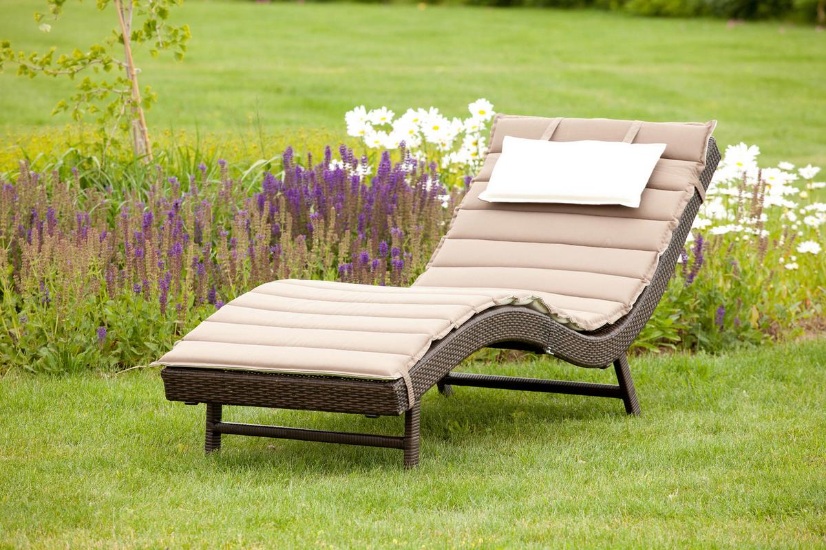 Sonnenliege Piacenza Metall/kunststoff Mit Auflage - Taupe/Beige, MODERN, Kunststoff/Metall (188/75/66cm) - Gardenson
