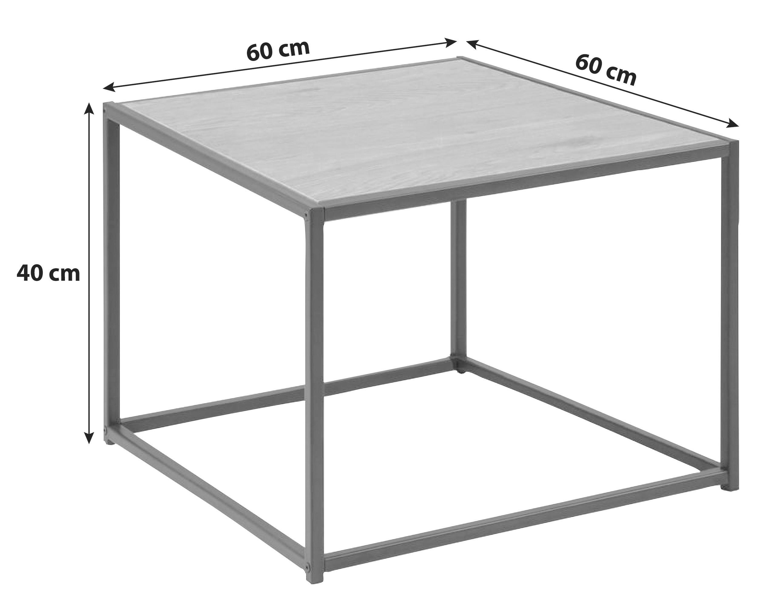 Couchtisch Seaford, Eichefarben/Schwarz - Eichefarben/Schwarz, Trend, Holzwerkstoff/Metall (60/60/40cm) - MID.YOU