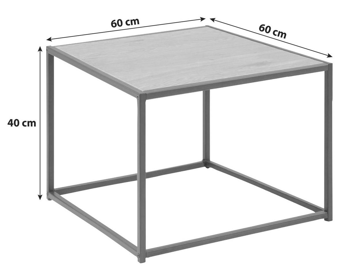 Dohányzóasztal Seaford - tölgyfa színű/fekete, Trend, faalapú anyag/fém (60/60/40cm) - MID.YOU